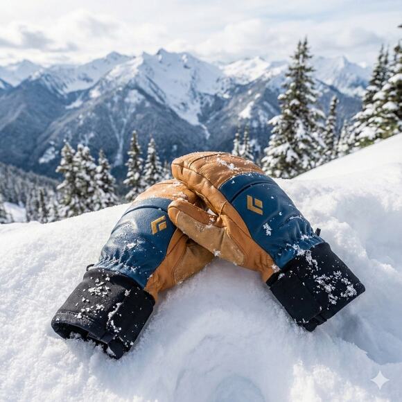 Brand New Black Diamond Spark Leather Mitts | Henna/Ink Blue | Size Large - Picture 2 of 10